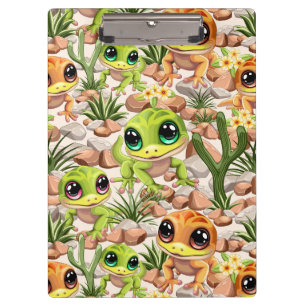 Baby Geckos Niedlich Cartoon Characters Klemmbrett