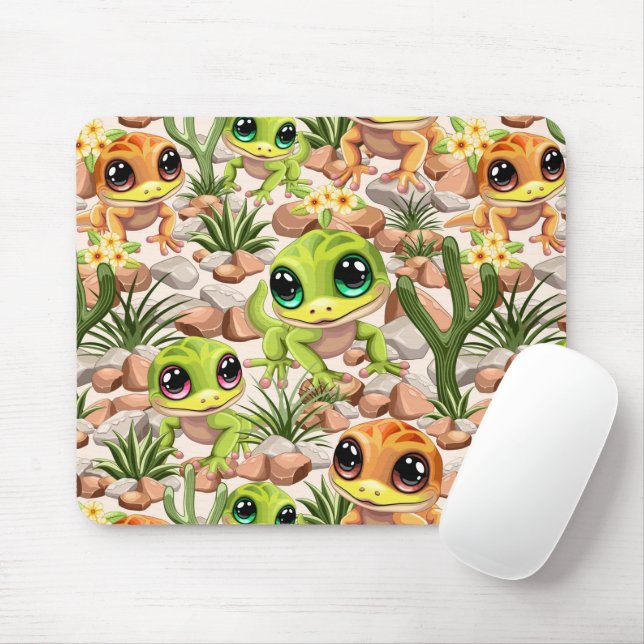 Baby Geckos Niedlich Cartoon Characters Mousepad (Mit Mouse)