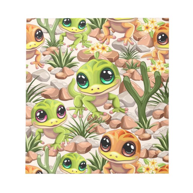 Baby Geckos Niedlich Cartoon Characters Notizblock (Vorderseite)