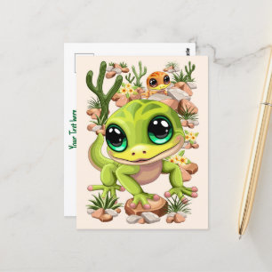 Baby Geckos Niedlich Cartoon Characters Postkarte