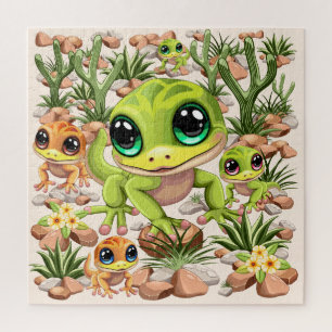 Baby Geckos Niedlich Cartoon Characters Puzzle