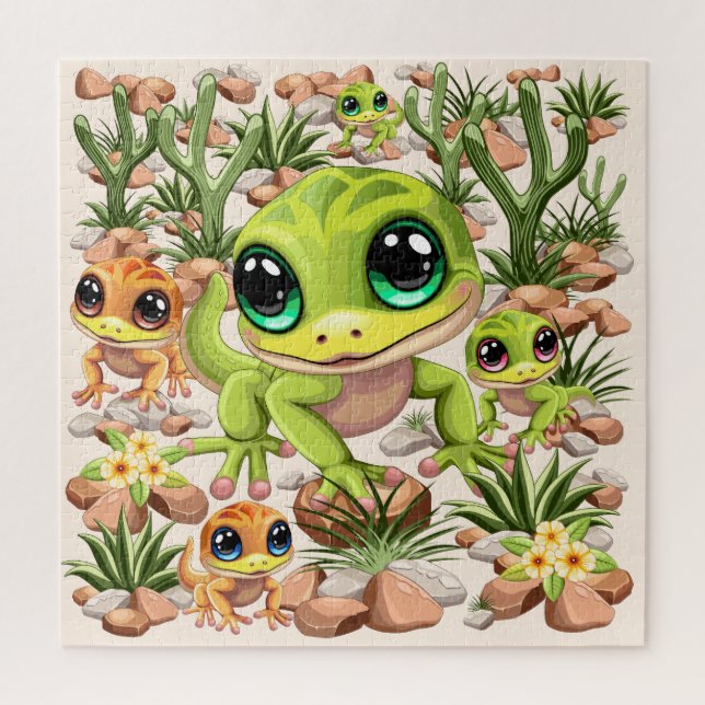 Baby Geckos Niedlich Cartoon Characters Puzzle (Vertikal)