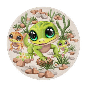 Baby Geckos Niedlich Cartoon Characters Schneidebrett