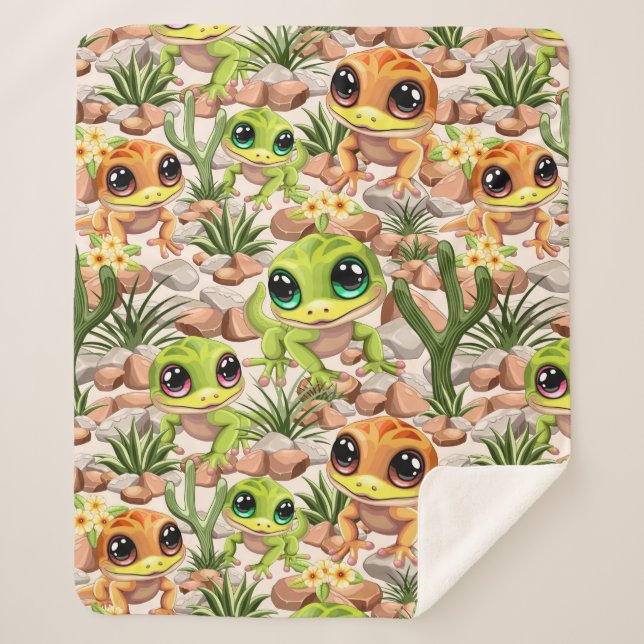 Baby Geckos Niedlich Cartoon Characters Sherpadecke (Vorderseite)