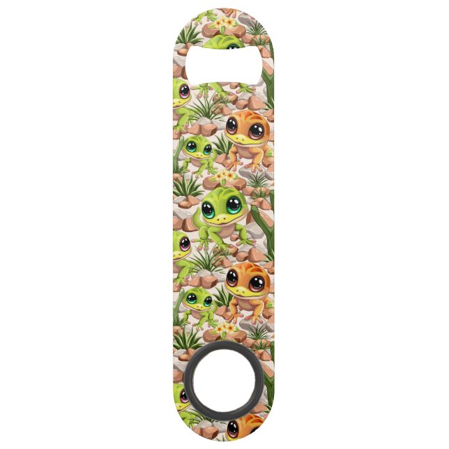 Baby Geckos Niedlich Cartoon Characters Speed Flaschenöffner (Vorderseite)