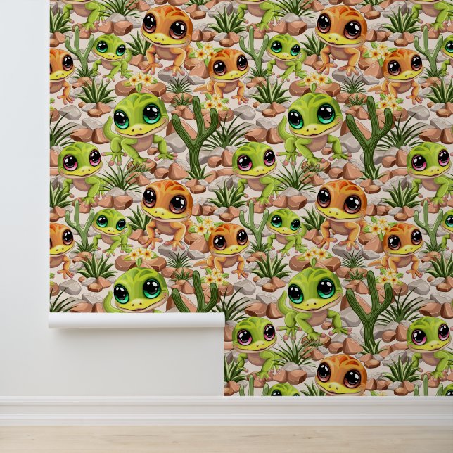 Baby Geckos Niedlich Cartoon Characters Tapete (Anwendung)