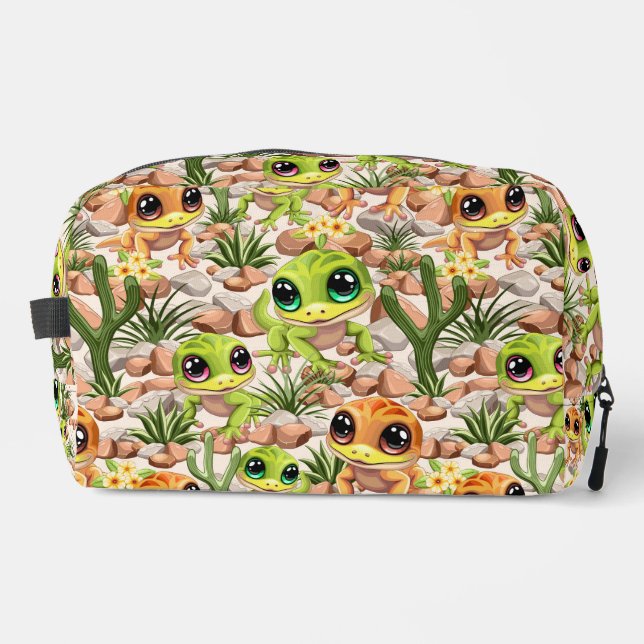 Baby Geckos Niedlich Cartoon Characters Waschbeutel (Vorderseite)