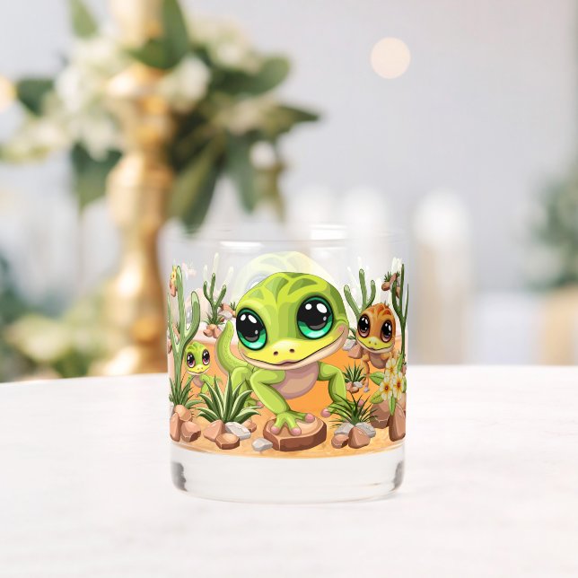 Baby Geckos Niedlich Cartoon Characters Whiskyglas (Insitu (Hochzeit))