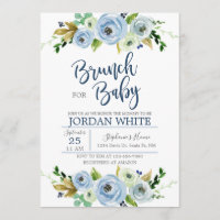Baby gehe ich invitation zu shower, blue blumen