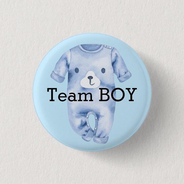 Baby Gender enthüllt Teamboy Button (Vorderseite)