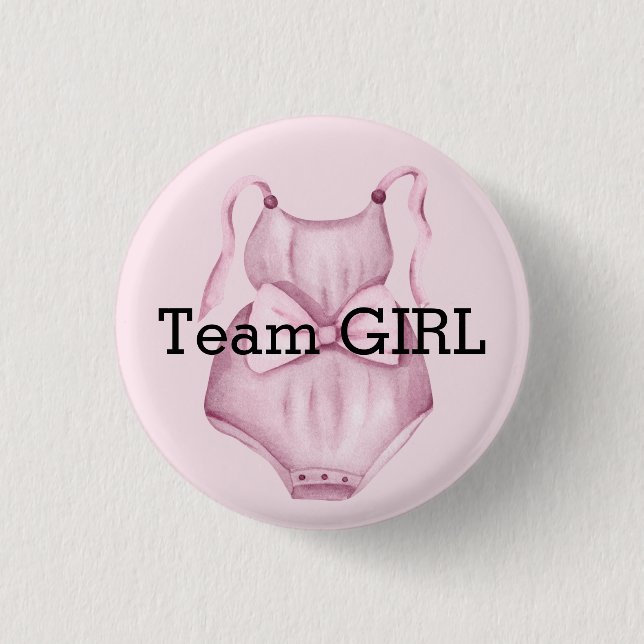 Baby Gender enthüllt Teammädchen Button (Vorderseite)