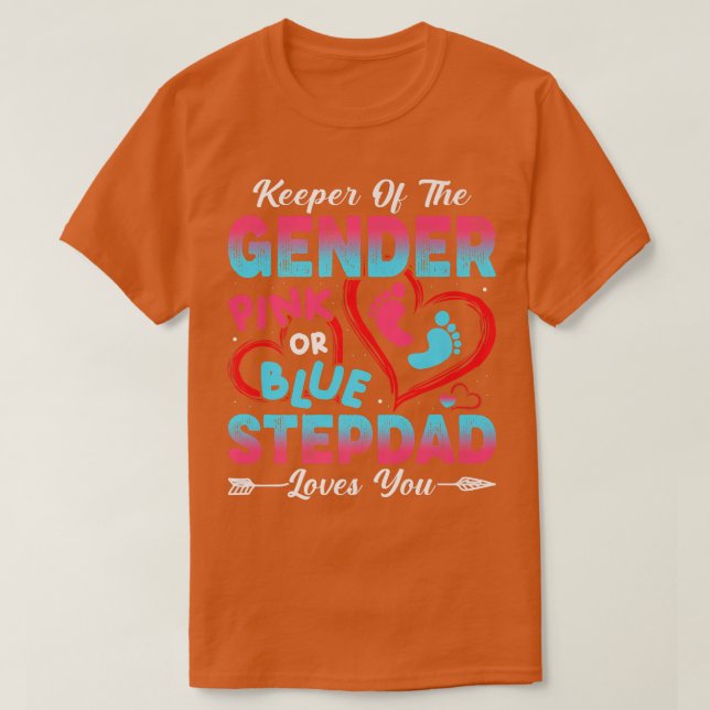 Baby Gender offenbaren Dusche Rosa oder Blue Stepd T-Shirt (Design vorne)