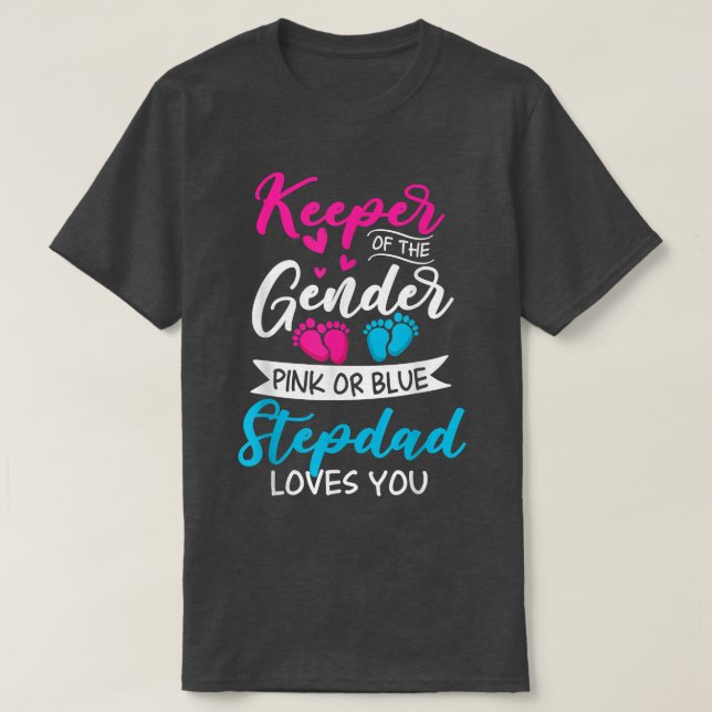 Baby Gender offenbaren Dusche Rosa oder Blue Stepd T-Shirt (Design vorne)