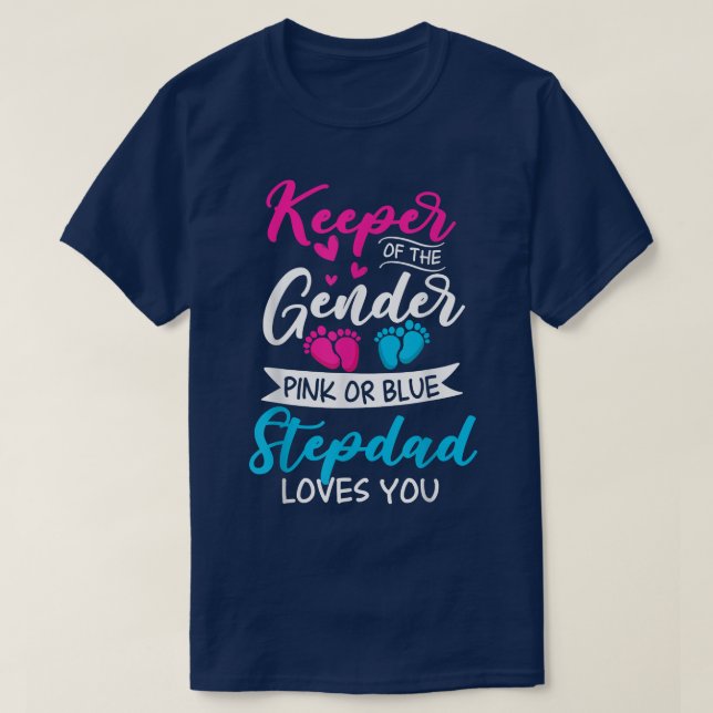 Baby Gender offenbaren Dusche Rosa oder Blue Stepd T-Shirt (Design vorne)