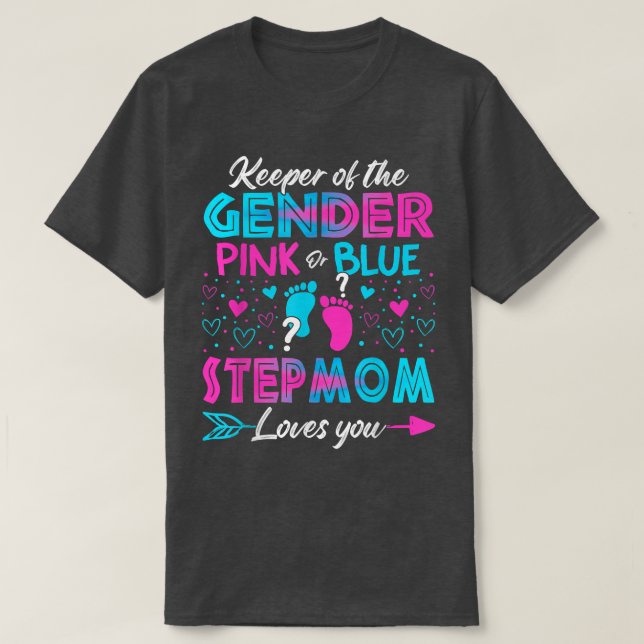Baby Gender offenbaren Dusche Rosa oder Blue Stepm T-Shirt (Design vorne)