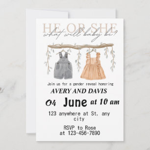 Baby Gender offenbaren Einladung Er oder sie?