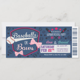 Baby Gender-Offenbarung - Baseballs oder Bows Einladung