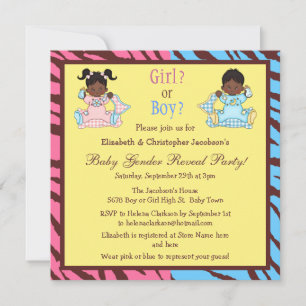 Baby Gender Reveal Afro American Babies Einladung