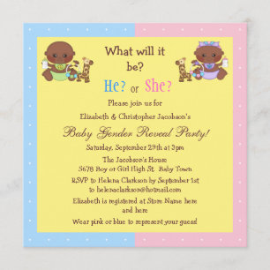 Baby Gender Reveal Afro American Babies Einladung