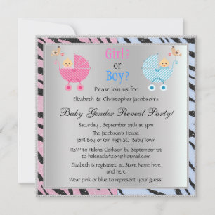 Baby Gender Reveal Animal Print Stwalzen Einladung