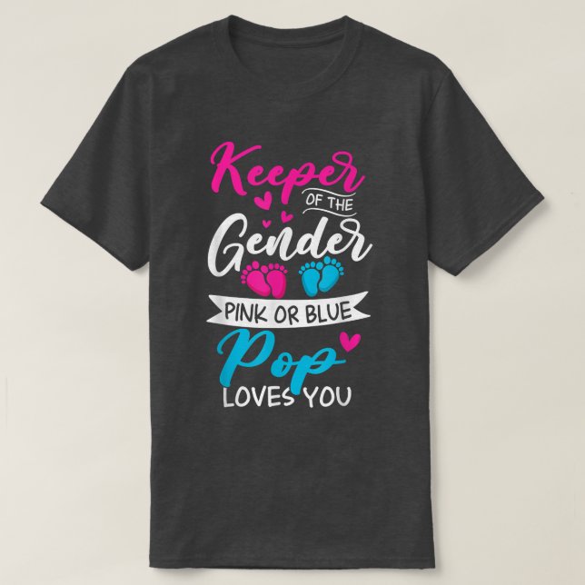 Baby Gender Reveal Dusche Rosa oder Blau Pop Liebe T-Shirt (Design vorne)
