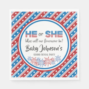 Baby Gender Reveal - Firecracker 4. Juli Serviette