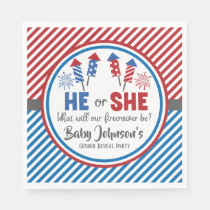Baby Gender Reveal - Firecracker 4. Juli Serviette