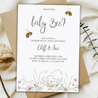 baby gender reveal invitation card with floral  einladung
