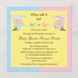 Baby Gender Reveal Niedlich Babies & Bunnies Einladung