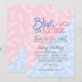 Baby Gender Reveal Party Pink Blue Footprint Einladung