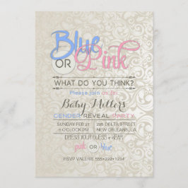 Baby Gender Reveal Party Satin Damask Einladung