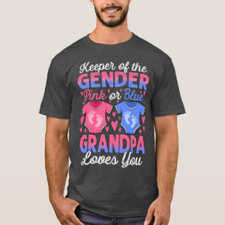 Baby Gender Reveal Shower Pink Or Blue Grandpa Lov T-Shirt