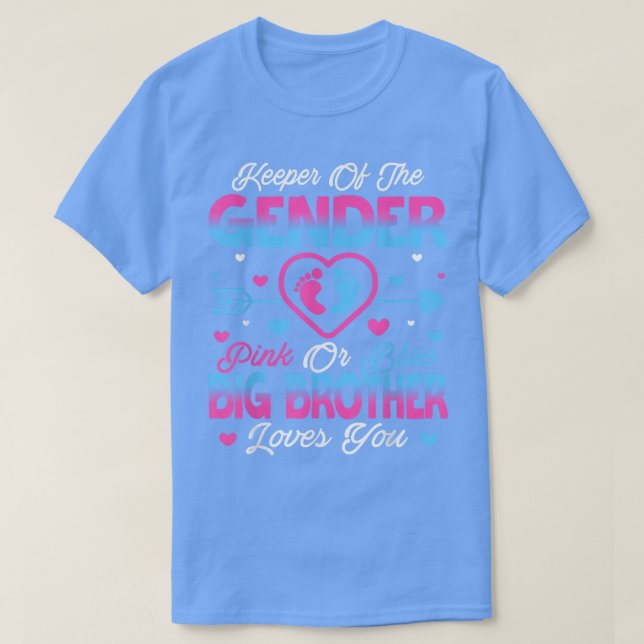 Baby Gender zeigen Dusche rosa oder blauer Big Bro T-Shirt (Design vorne)
