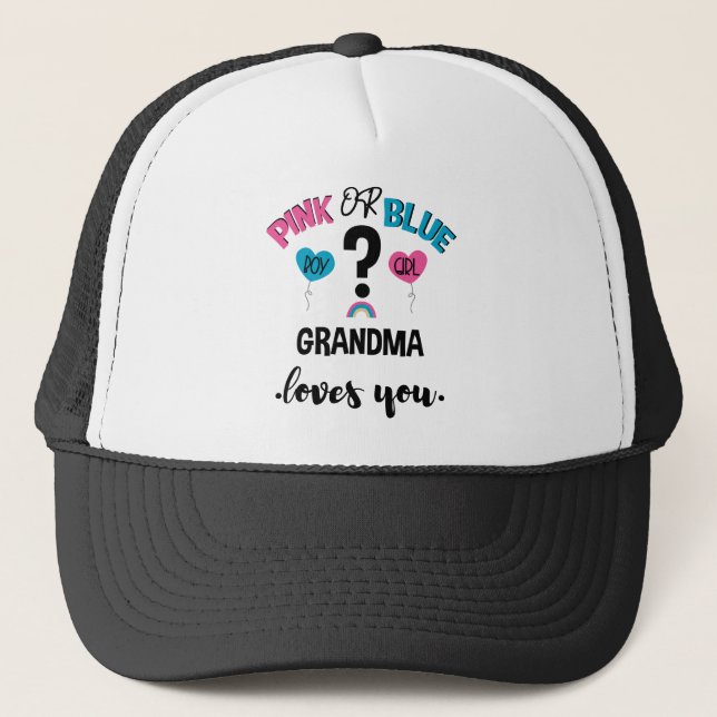 Baby Gender zeigen rosa oder blaue Oma Lieben Sie Truckerkappe (Vorderseite)