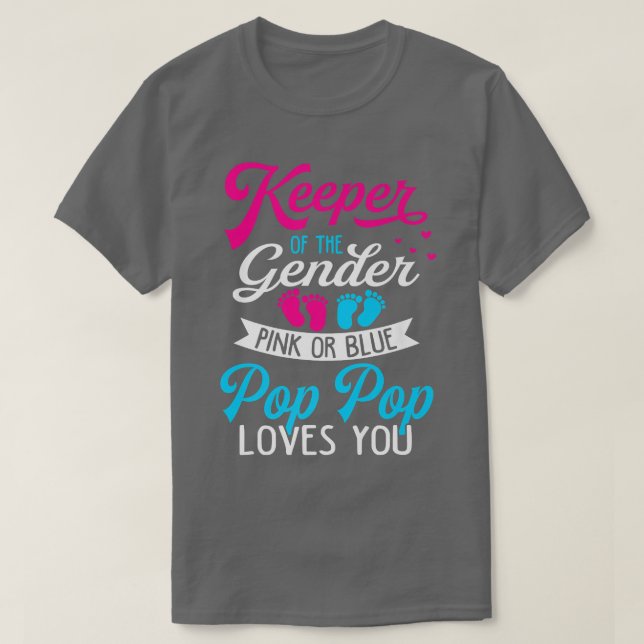 Baby Gender zeigt Dusche Rosa oder Blau Pop Pop Lo T-Shirt (Design vorne)