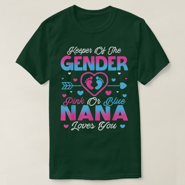 Baby Gender zeigt Dusche rosa oder blaue Nana-Lieb T-Shirt (Design vorne)