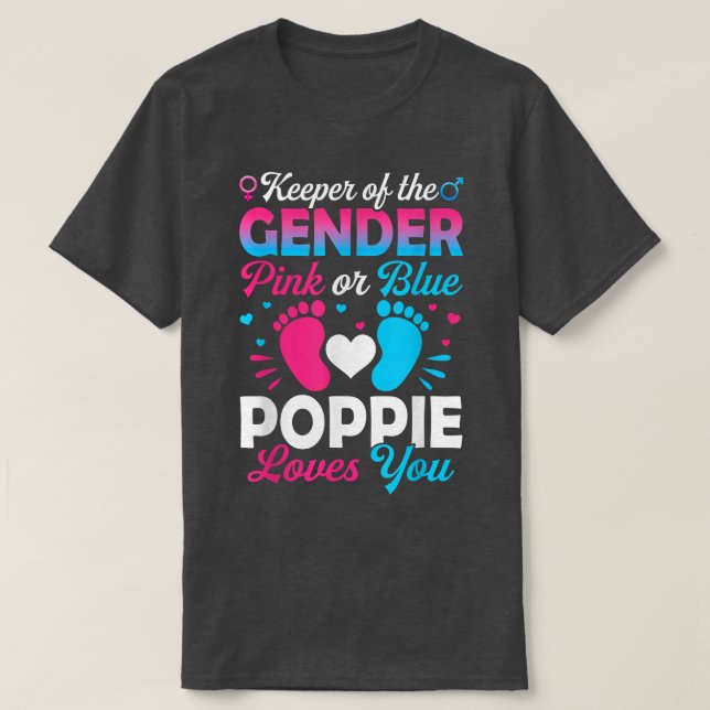 Baby Gender zeigt Dusche Rosa oder blaue Poppie Li T-Shirt (Design vorne)