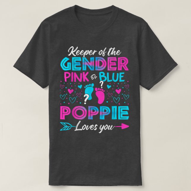 Baby Gender zeigt Dusche Rosa oder blaue Poppie Li T-Shirt (Design vorne)