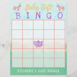Baby Geschenk Bingo Niedlich Einhorn Tee Party Dus Flyer