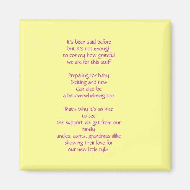 Baby Geschenk Vielen Dank Magnet (Vorne)