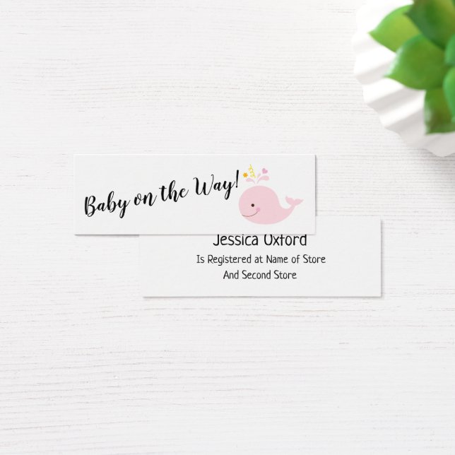 Baby-Geschenkkartei mit rosa Whale-Handout-Karten (Schreibtisch)