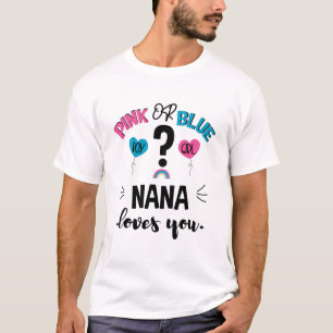 Baby Geschlecht Enthüllung Pink Oder Blau Oma Lieb T-Shirt