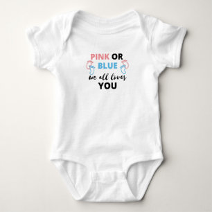 Baby Geschlecht zeigen Ideen rosa oder blau wir al Strampler