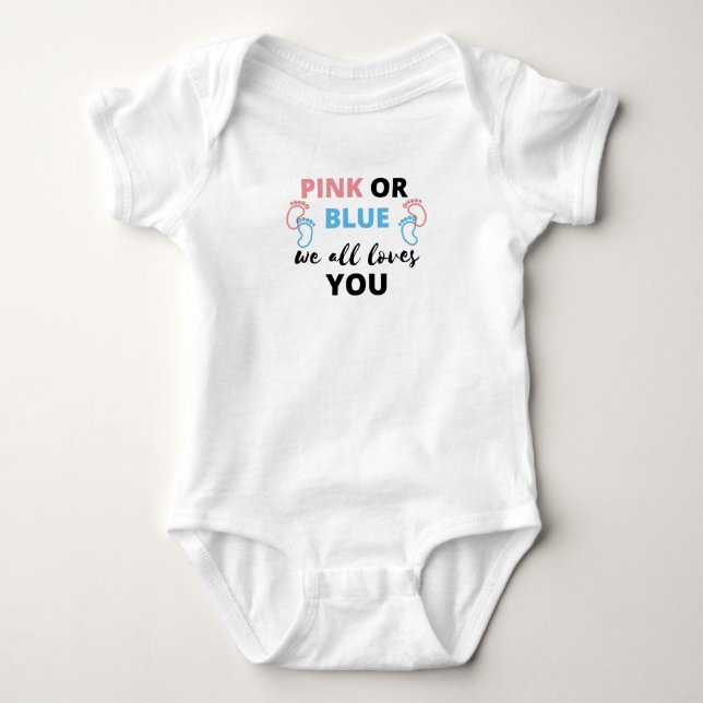 Baby Geschlecht zeigen Ideen rosa oder blau wir al Strampler (Vorderseite)