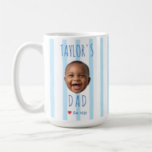 Baby-Gesicht Foto Blaue Streifen Erster Vatertag Kaffeetasse