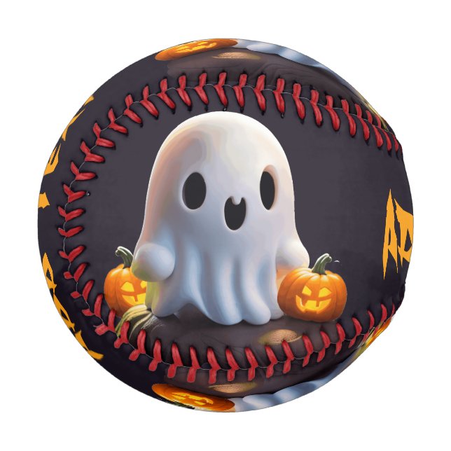 Baby Ghost Creepy Niedlich Halloween Charakter Baseball (Vorderseite Links)