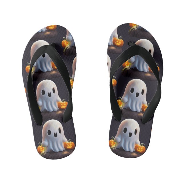 Baby Ghost Creepy Niedlich Halloween Charakter Kinderbadesandalen (Fußbett)