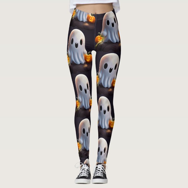 Baby Ghost Creepy Niedlich Halloween Charakter Leggings (Vorderseite)