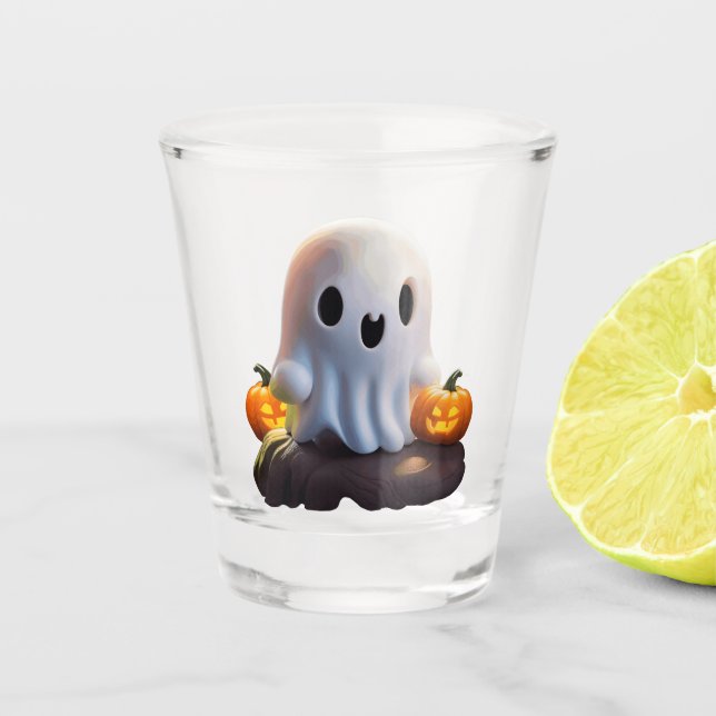 Baby Ghost Creepy Niedlich Halloween Charakter Schnapsglas (Vorderseite)