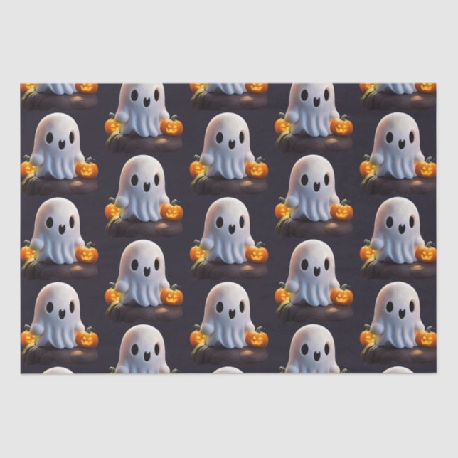 Baby Ghost Creepy Niedlich Halloween Charakter Seidenpapier (Vorderseite)